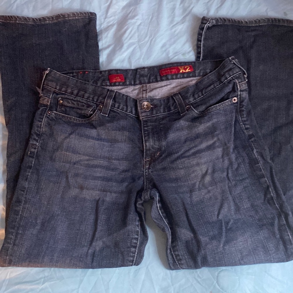 Flared low rise jeans